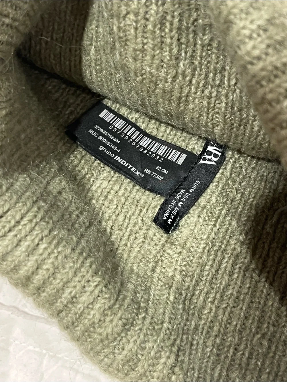 NWT Zara Olive Green Ribbed Folded Cuff Beanie